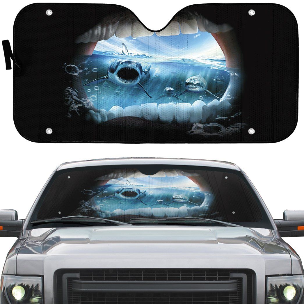 Gearhumans 3D Jaws Custom Car Auto Sunshade GO28042114 Auto Sunshade 