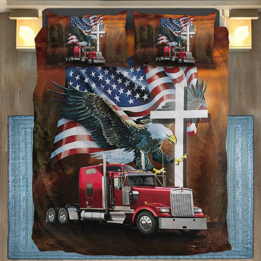 Gearhumans 3D Jesus American Eagle Trucker Custom Bedding Set GW0706212 Bedding Set 