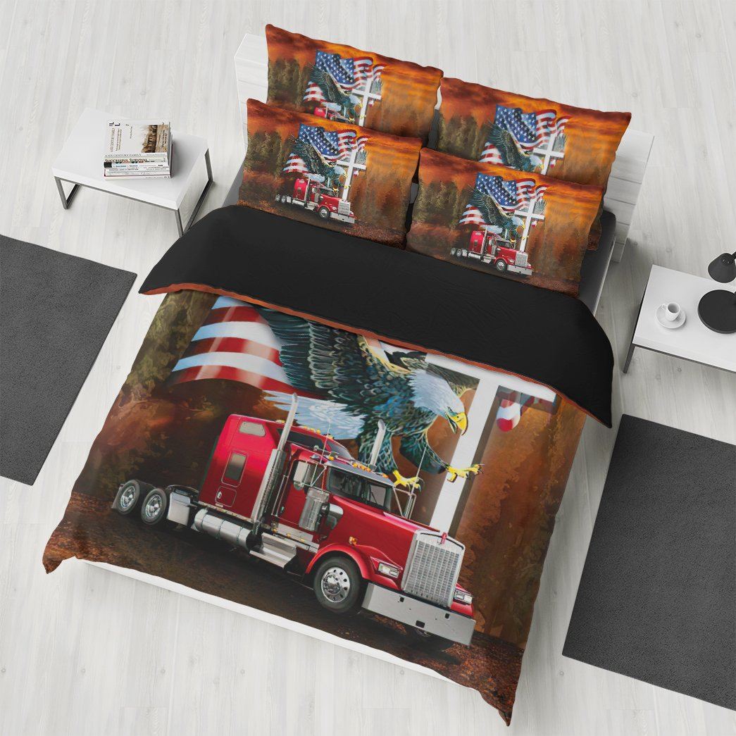 Gearhumans 3D Jesus American Eagle Trucker Custom Bedding Set GW0706212 Bedding Set 