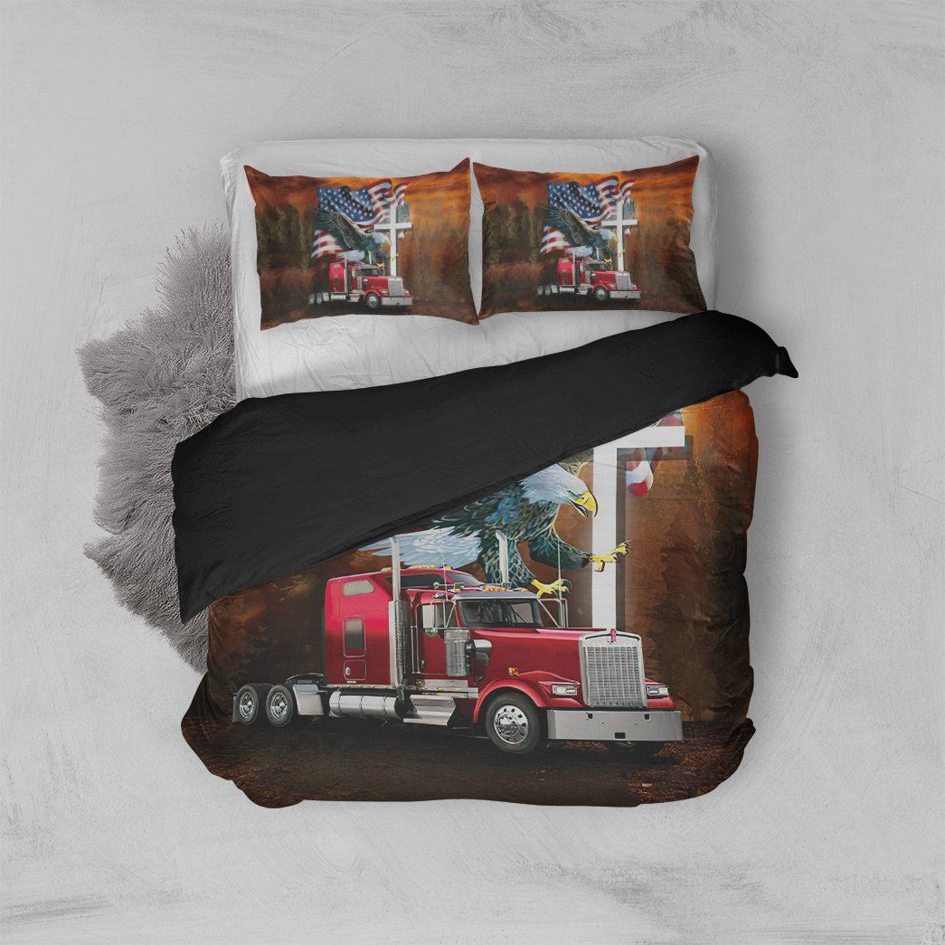 Gearhumans 3D Jesus American Eagle Trucker Custom Bedding Set GW0706212 Bedding Set Twin 3PCS 