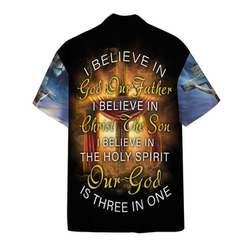 Gearhumans 3D Jesus Christ I Believe In God Our Father Custom Short Sleeve Shirts