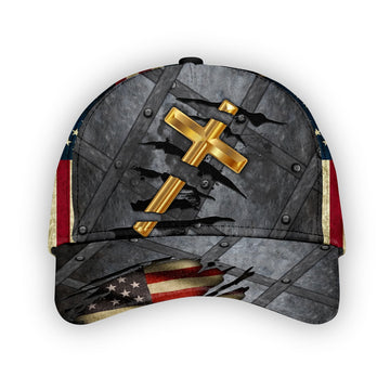 Gearhumans 3D Jesus Crack US Flag Custom Classic Cap