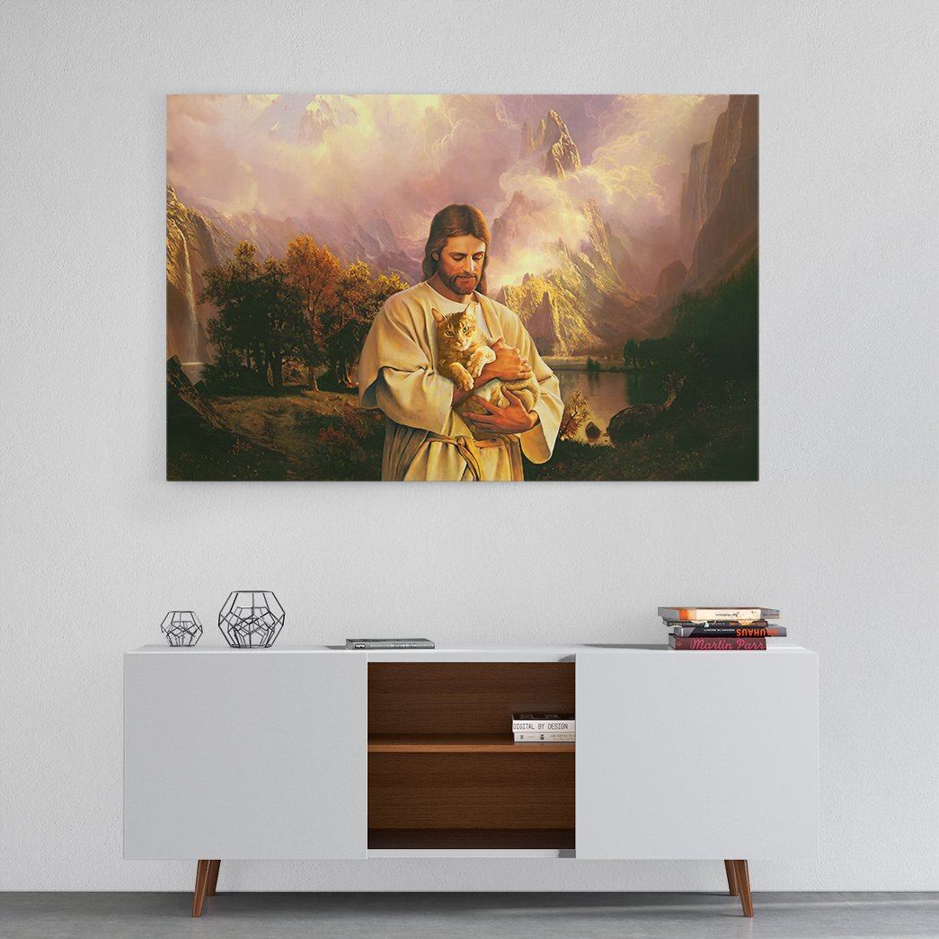 Gearhumans 3D Jesus Holding His Kitten Custom Canvas GO06072115 Canvas 