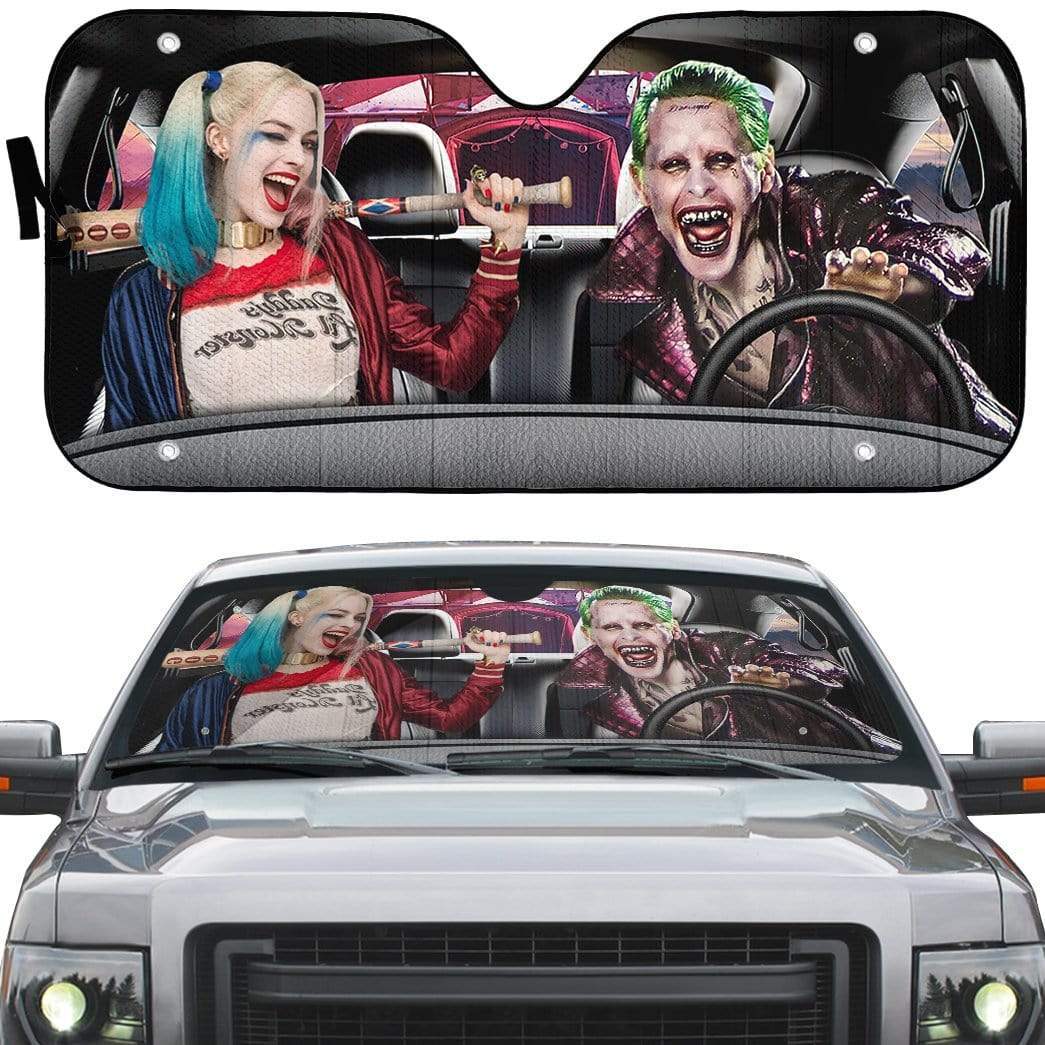 gearhumans 3D Joker & Harley Quinn Custom Car Auto Sunshade GV19077 Auto Sunshade 