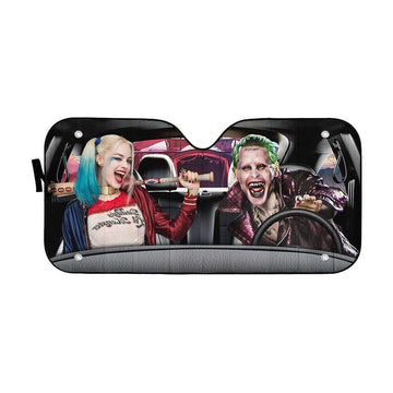Gearhumans 3D Joker & Harley Quinn Custom Car Auto Sunshade