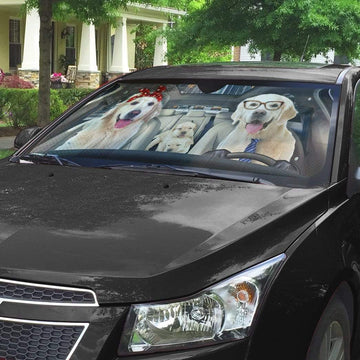 Gearhumans 3D Labrador Retriever Family Custom Car Auto Sunshade