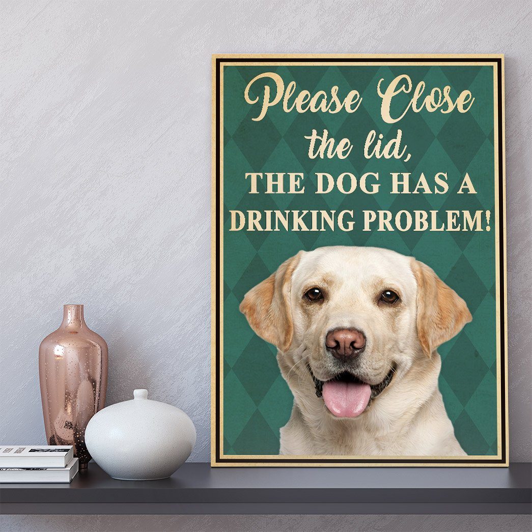 Gearhumans 3D Labrador Retriever Please Close The Lid Custom Canvas GW05054 Canvas 