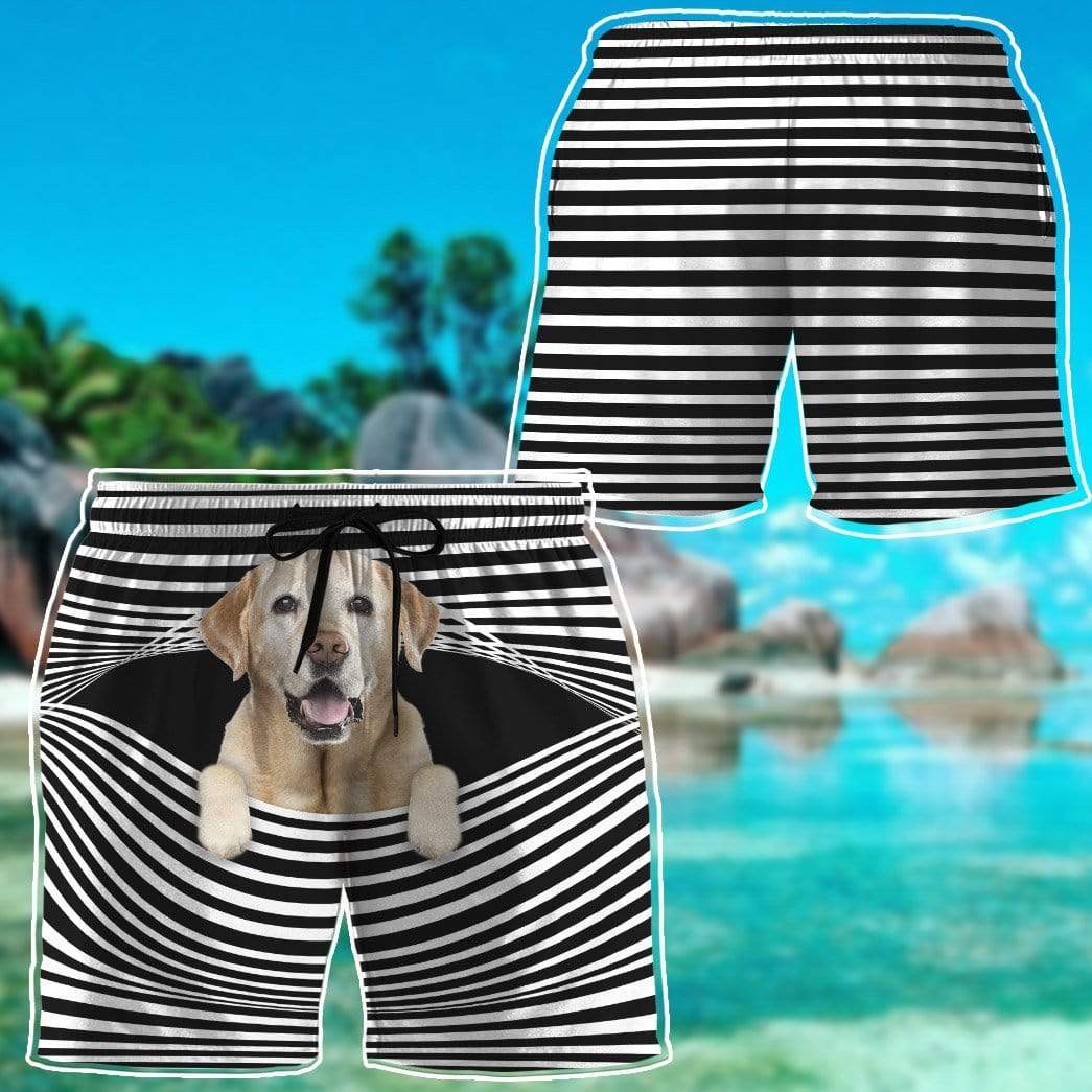 Gearhumans 3D Labrador Retriever Stripes Custom Beach Shorts Swim Trunks GV31074 Men Shorts