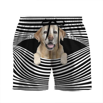 Gearhumans 3D Labrador Retriever Stripes Custom Beach Shorts Swim Trunks GV31074 Men Shorts Men Shorts S