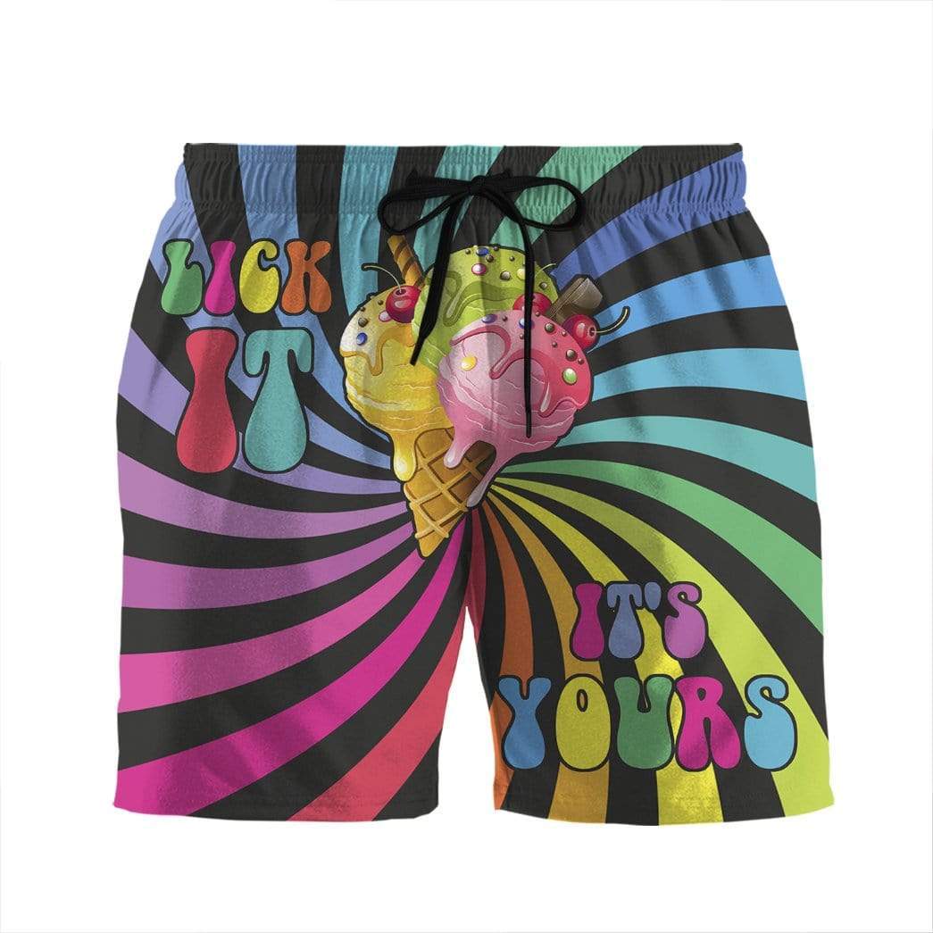 Gearhumans 3D Lick it and its yours Ice cream Beach Shorts Swim Trunks GV06071 Men Shorts Men Shorts S