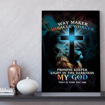 Gearhumans 3D Lion Cross Light Colorful Canvas GS090417 Canvas