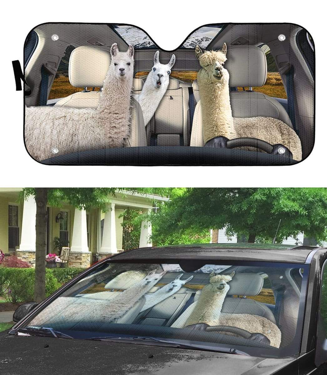 gearhumans 3D Llama Custom Car Auto Sunshade GL03084 Auto Sunshade 