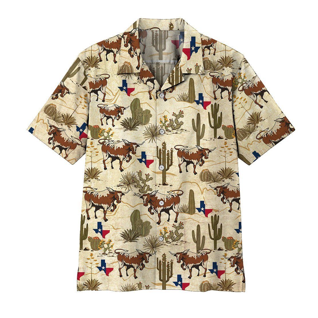 Gearhumans 3D Longhorn Texas Hawaii Shirt ZK1005213 Hawai Shirt Short Sleeve Shirt S 