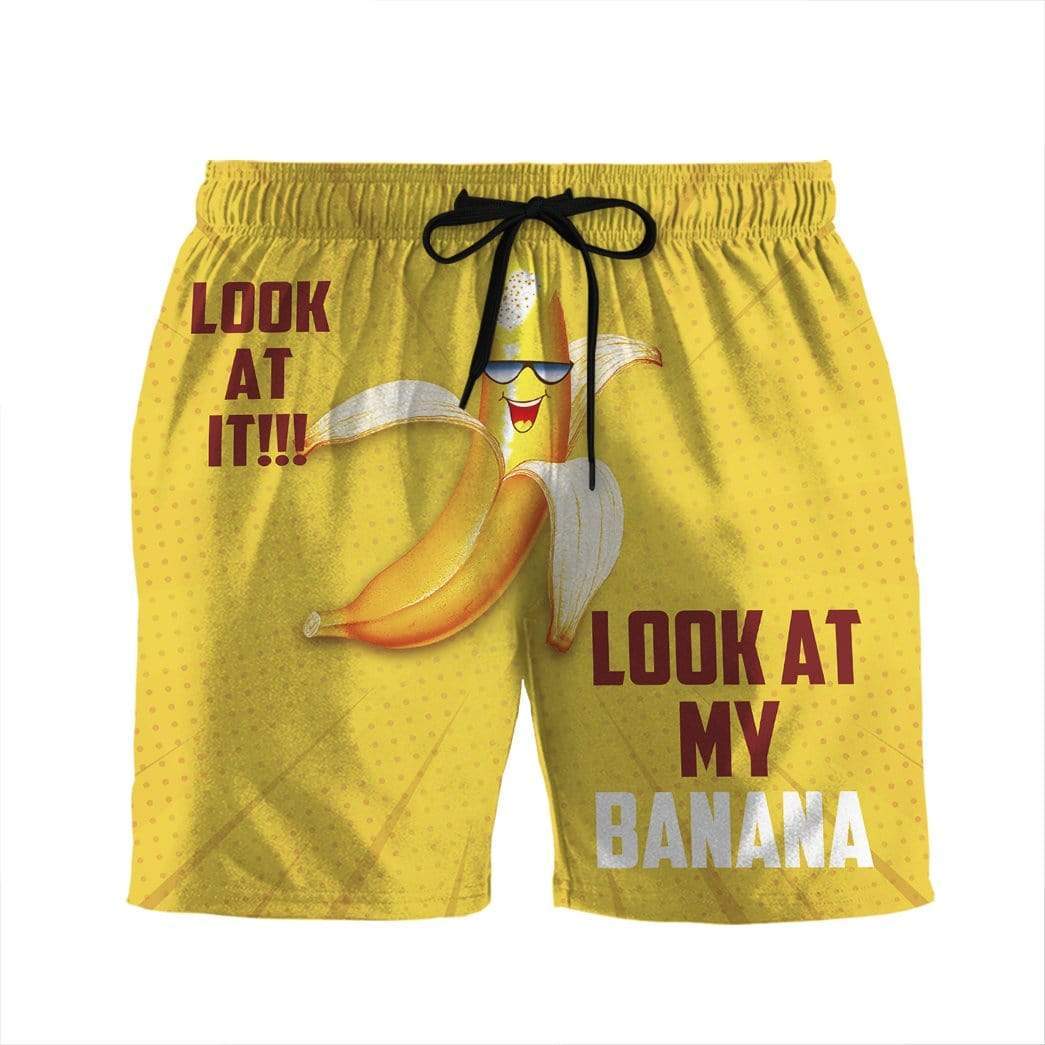 Gearhumans 3D Look at my banana Beach Shorts Swim Trunks GV030716 Men Shorts Men Shorts S
