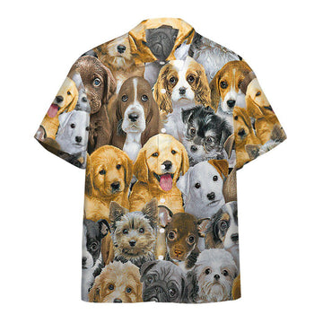 Gearhumans 3D Lots Of Adorable Puppy Custom Short Sleeve Shirt GS05052118 Hawai Shirt Short Sleeve Shirt S 