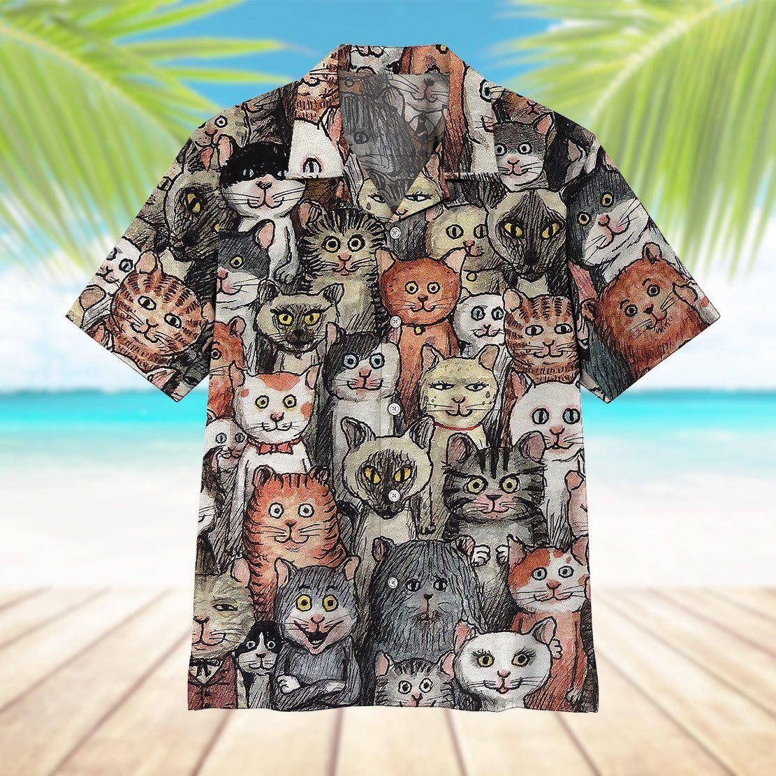 Gearhumans 3D Black Cat Tropical Hawaii Shirt