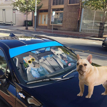 Gearhumans 3D Love Bulldogs In Car Custom Car Auto Sunshade