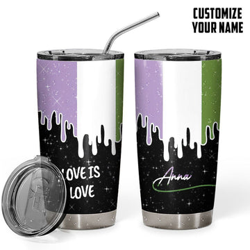 Gearhumans 3D Love Is Love Genderqueer Pride Flag Drip Custom Name Tumbler