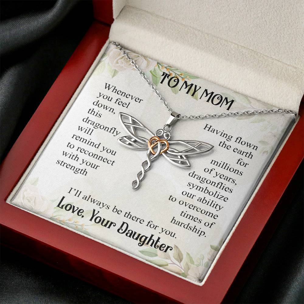 Gearhumans 3D Love Mom Happy Mothers Day Dragonfly Dream Necklace GS2204213 ShineOn Fulfillment Mahogany Style Luxury Box 