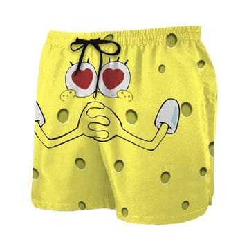 Gearhumans 3D Love SpongeBob SquarePants Custom Summer Beach Shorts Swim Trunks