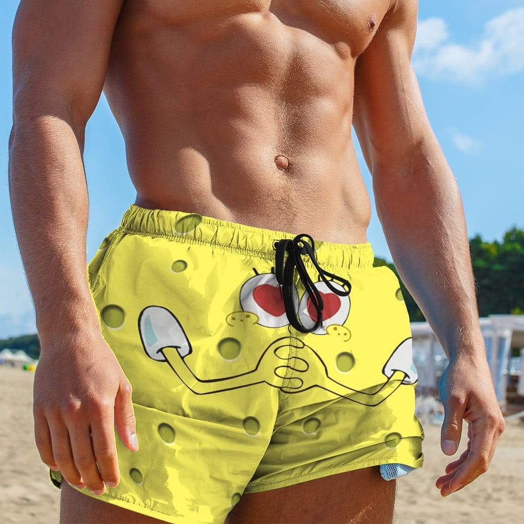 Gearhumans 3D Love SpongeBob SquarePants Custom Summer Beach Shorts Swim Trunks GV19065 Men Shorts 