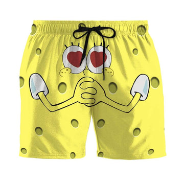 Gearhumans 3D Love SpongeBob SquarePants Custom Summer Beach Shorts Swim Trunks GV19065 Men Shorts Men Shorts S 