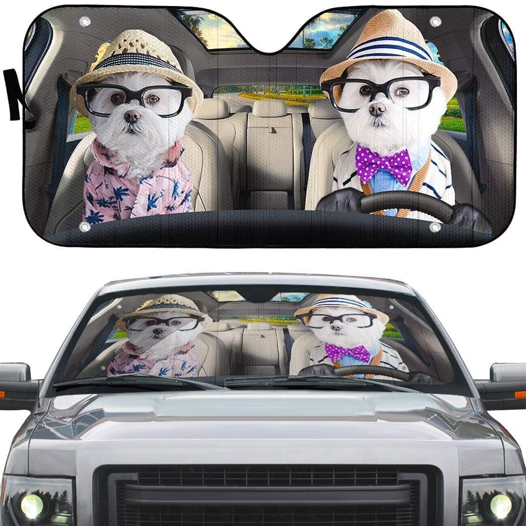 gearhumans 3D Love Terrier Dog Custom Car Auto Sunshade GV23067 Auto Sunshade 