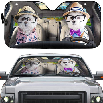 Gearhumans 3D Love Terrier Dog Custom Car Auto Sunshade