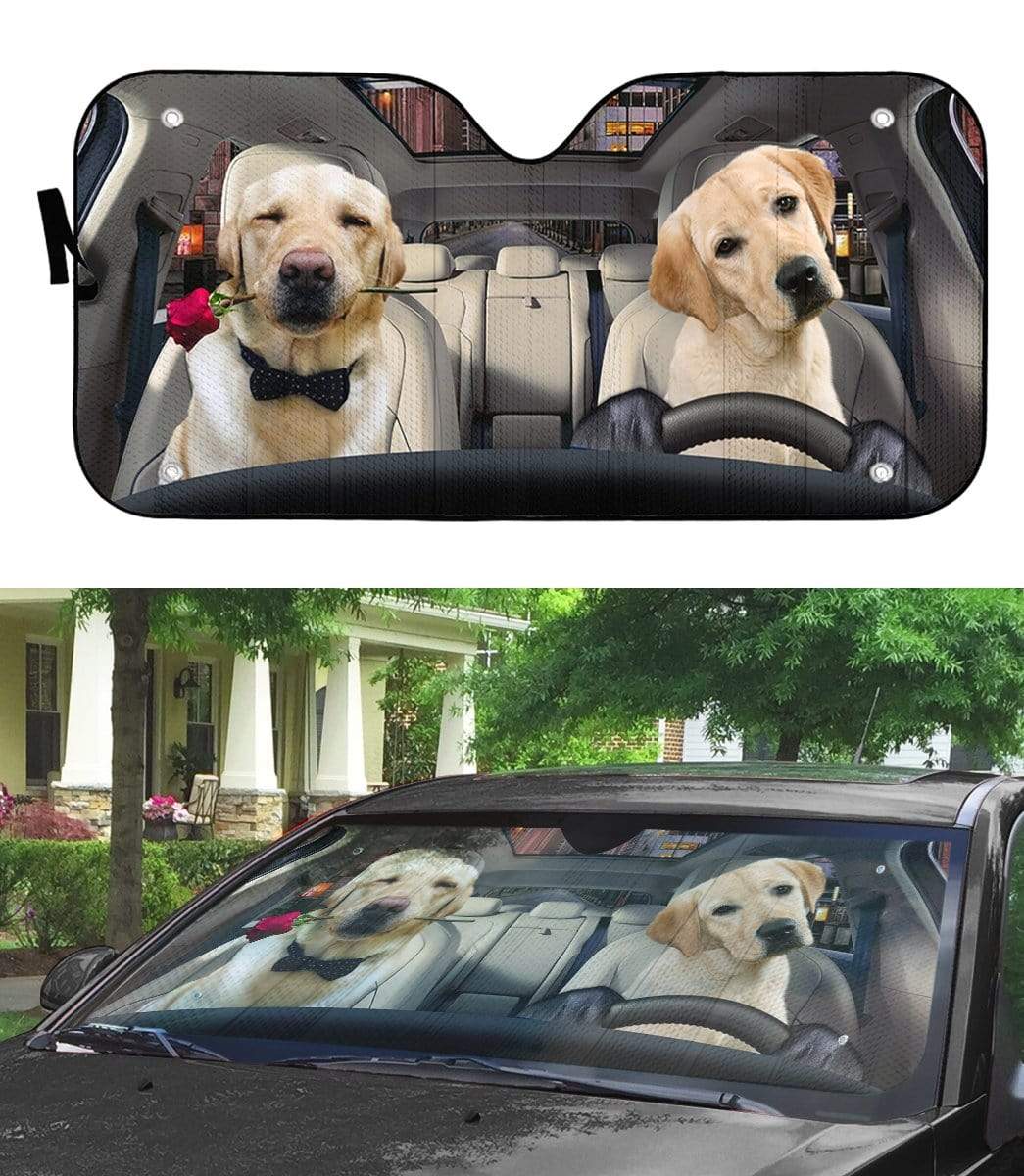 gearhumans 3D Lovely Retrever Puppy Auto Sunshade GL18061 Auto Sunshade 