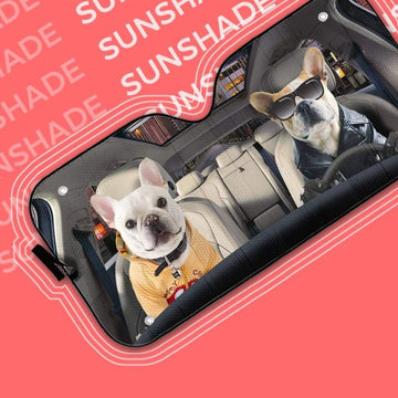 Gearhumans 3D Loving Cute Bulldogs Custom Car Auto Sunshade