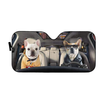 Gearhumans 3D Loving Cute Bulldogs Custom Car Auto Sunshade