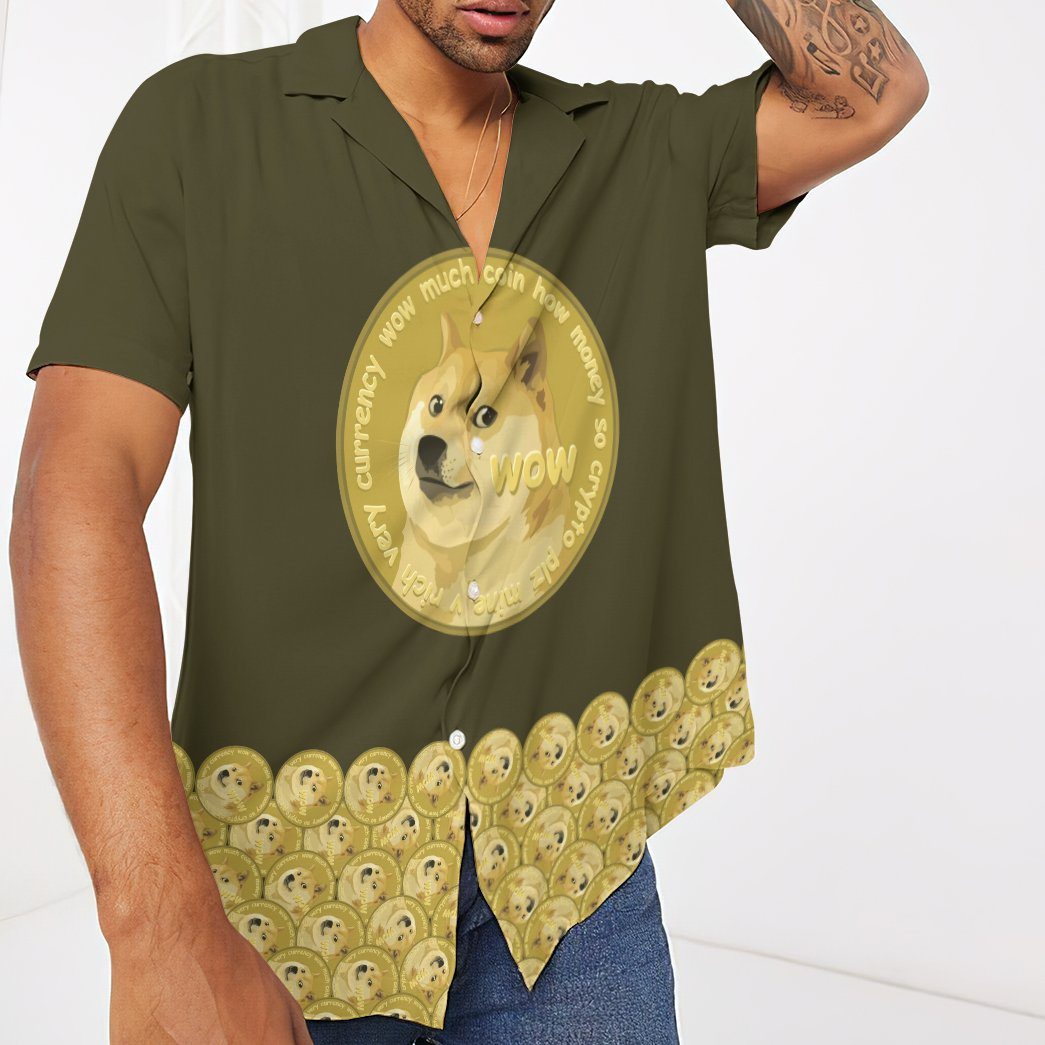 Gearhumans 3D Lucky Dogecoin Custom Hawaii Shirt GO18052122 Hawai Shirt 