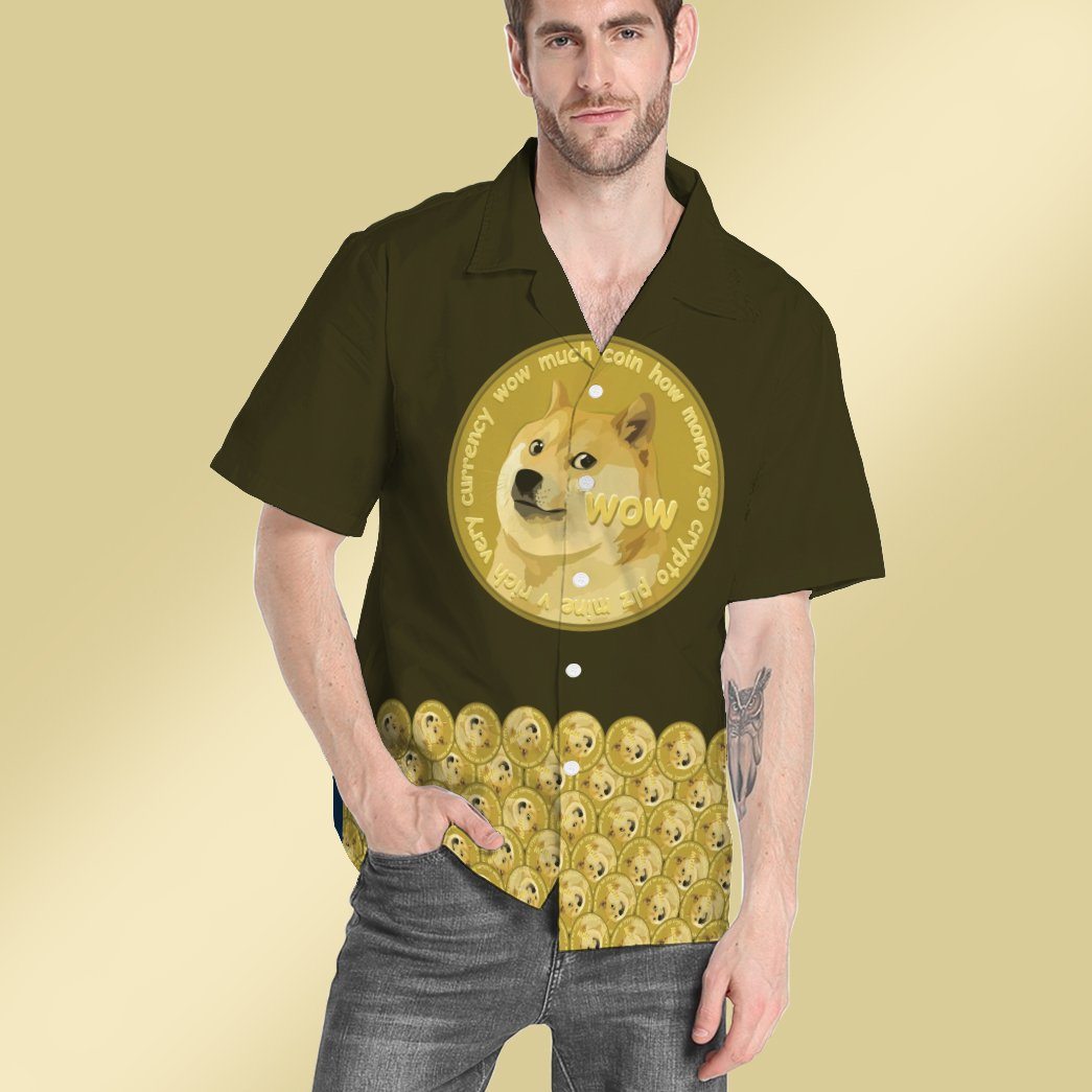 Gearhumans 3D Lucky Dogecoin Custom Hawaii Shirt GO18052122 Hawai Shirt 