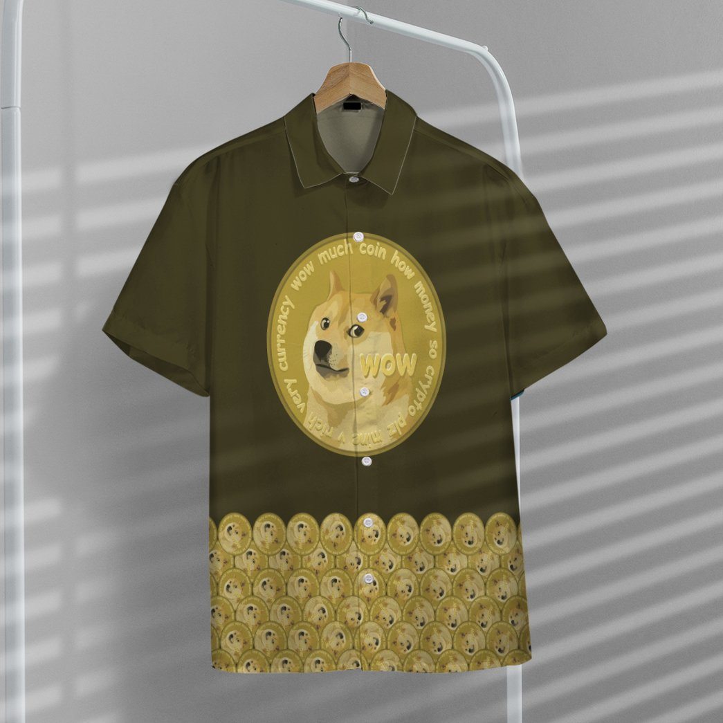 Gearhumans 3D Lucky Dogecoin Custom Hawaii Shirt GO18052122 Hawai Shirt 