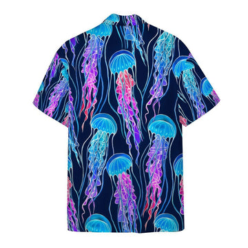 Gearhumans 3D Luminescent Rainbow Jellyfish Gum Custom Hawaii Shirt