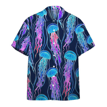 Gearhumans 3D Luminescent Rainbow Jellyfish Gum Custom Hawaii Shirt GS13052120 Hawai Shirt Short Sleeve Shirt S 