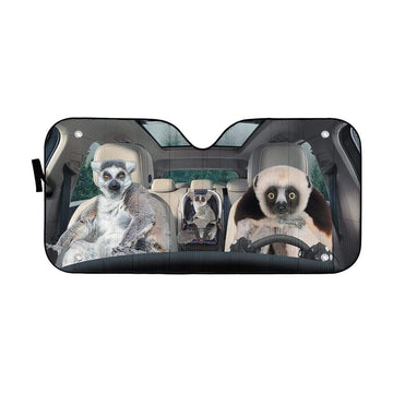 Gearhumans 3D Madagascar Lemurs Custom Car Auto Sunshade