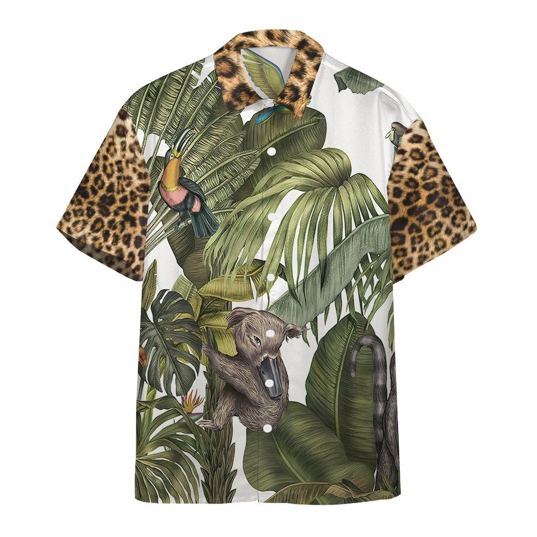 Gearhumans 3D Magical Jungle With Leopard Skin Hawaii Shirt ZC13044 Hawai Shirt Short Sleeve Shirt S 
