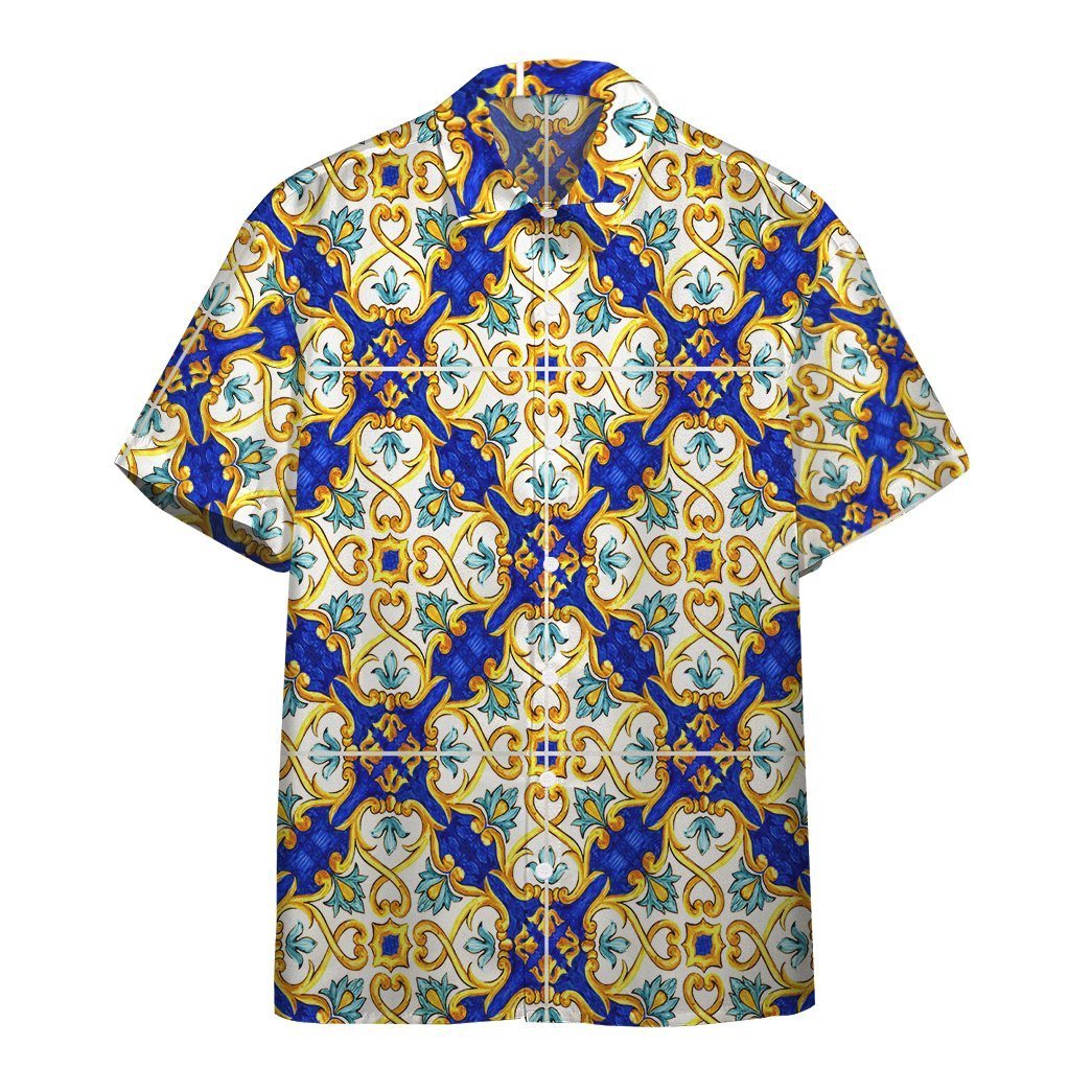 Gearhumans 3D Majolica Hawaii Shirt ZC13046 Hawai Shirt Short Sleeve Shirt S 