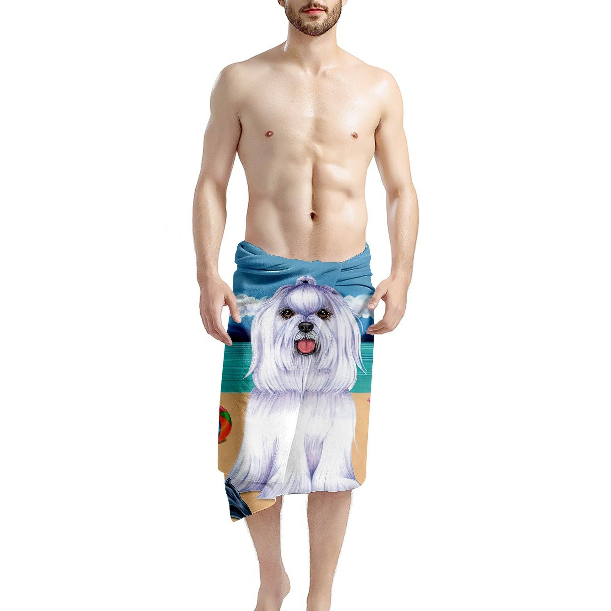 Gearhumans 3D Maltese Dog Custom Beach Towel GW12052113 Towel 