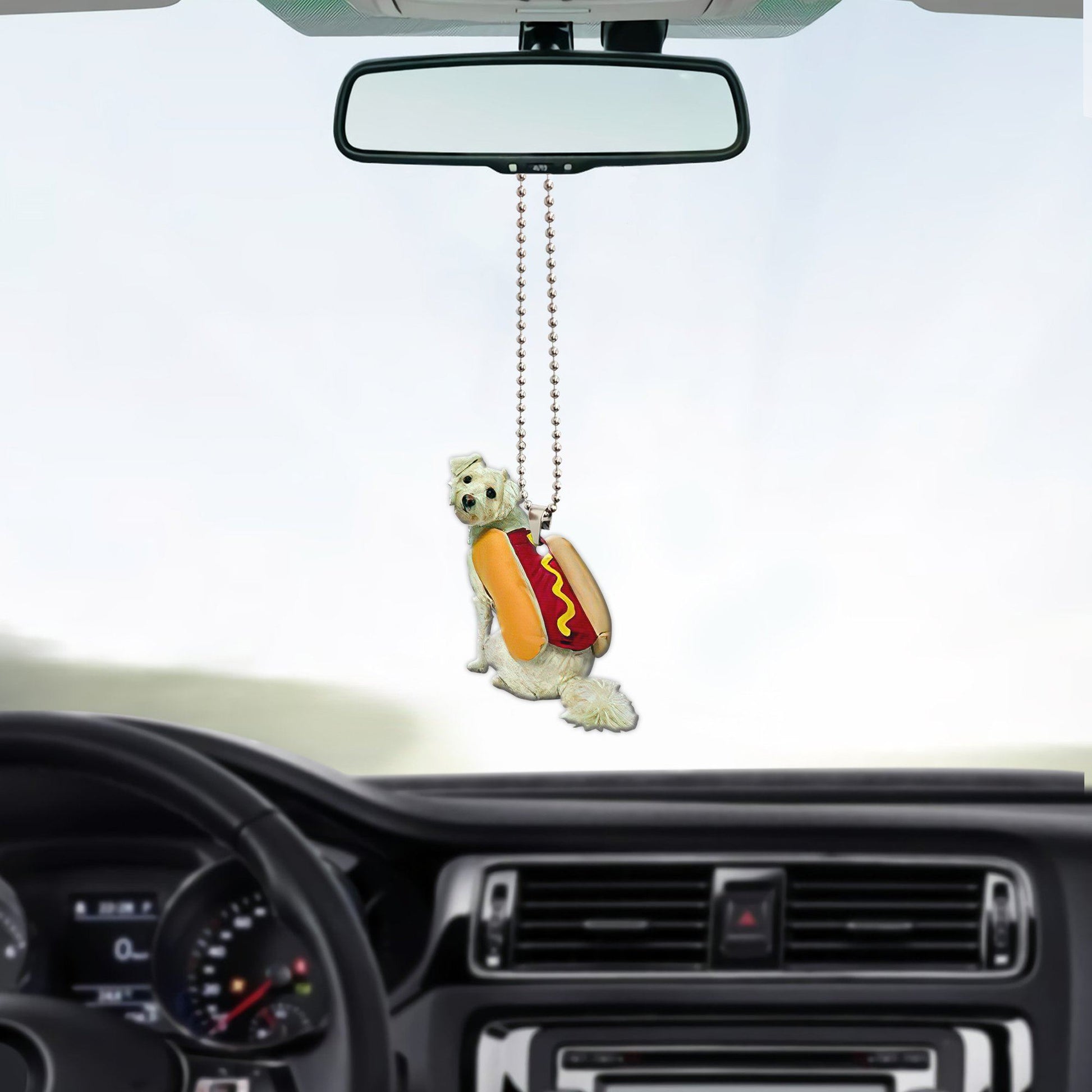 Gearhumans 3D Maltese Hotdoggo Custom Car Hanging GO26052114 Car Hanging 