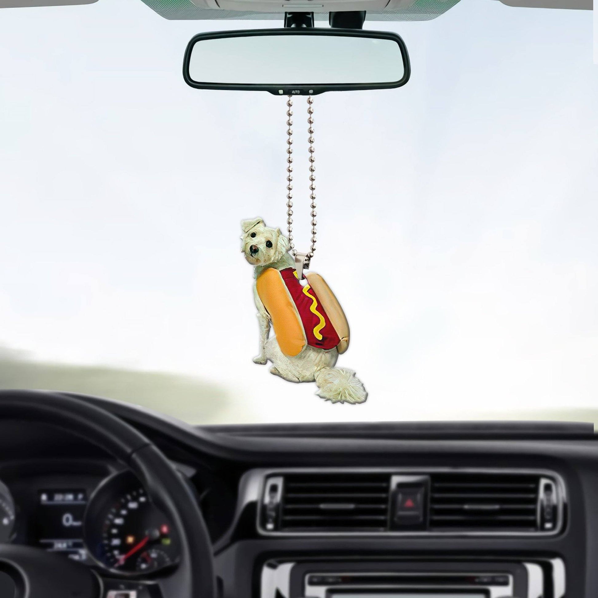 Gearhumans 3D Maltese Hotdoggo Custom Car Hanging GO26052114 Car Hanging 