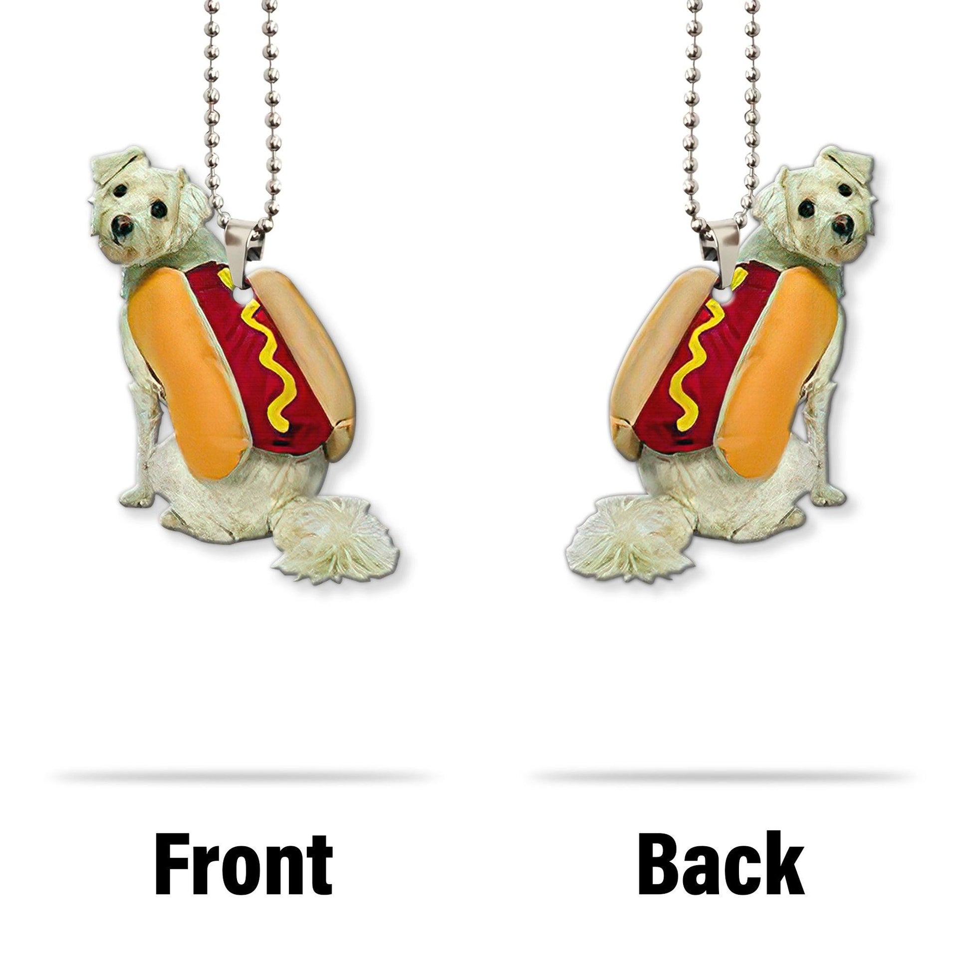 Gearhumans 3D Maltese Hotdoggo Custom Car Hanging GO26052114 Car Hanging 