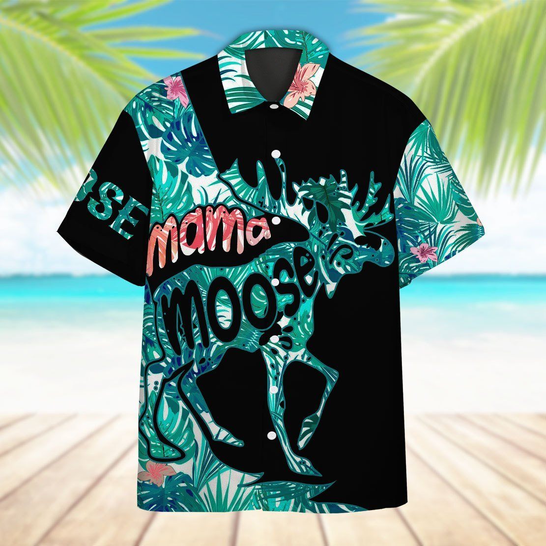 Gearhumans 3D Mama Moose Mother Day Hawaii Shirt ZZ01043 Hawai Shirt 