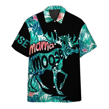 Gearhumans 3D Mama Moose Mother Day Hawaii Shirt ZZ01043 Hawai Shirt Short Sleeve Shirt S 