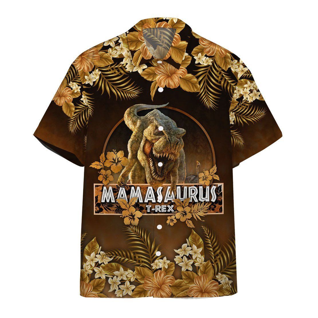 Gearhumans 3D Mamasaurus T Rex Dinosaur Mother Day Hawaii Shirt ZZ31031 Hawai Shirt Short Sleeve Shirt S 