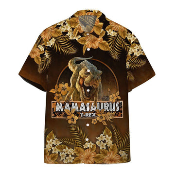 Gearhumans 3D Mamasaurus T Rex Dinosaur Mother Day Hawaii Shirt ZZ31031 Hawai Shirt Short Sleeve Shirt S 