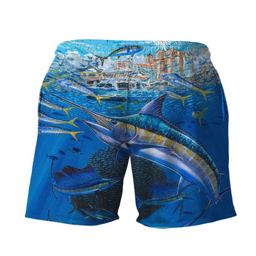 Gearhumans 3D Marlin In Blue Water Custom Men Shorts