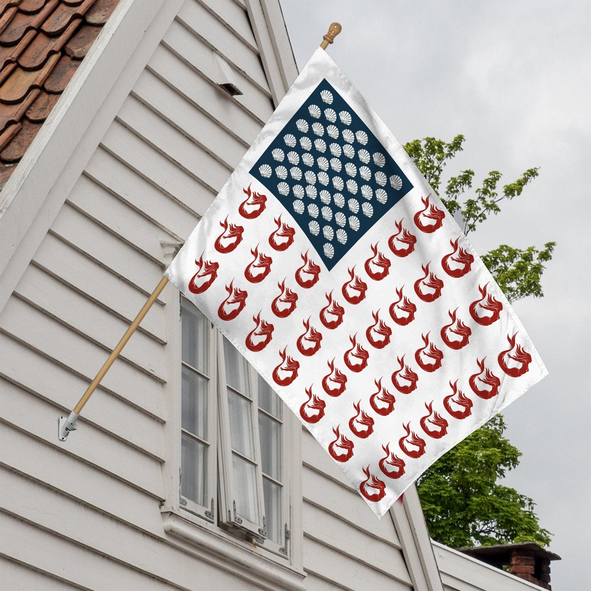 Gearhumans 3D Mermaid American Flag Custom Flag GW2106211 House Flag 