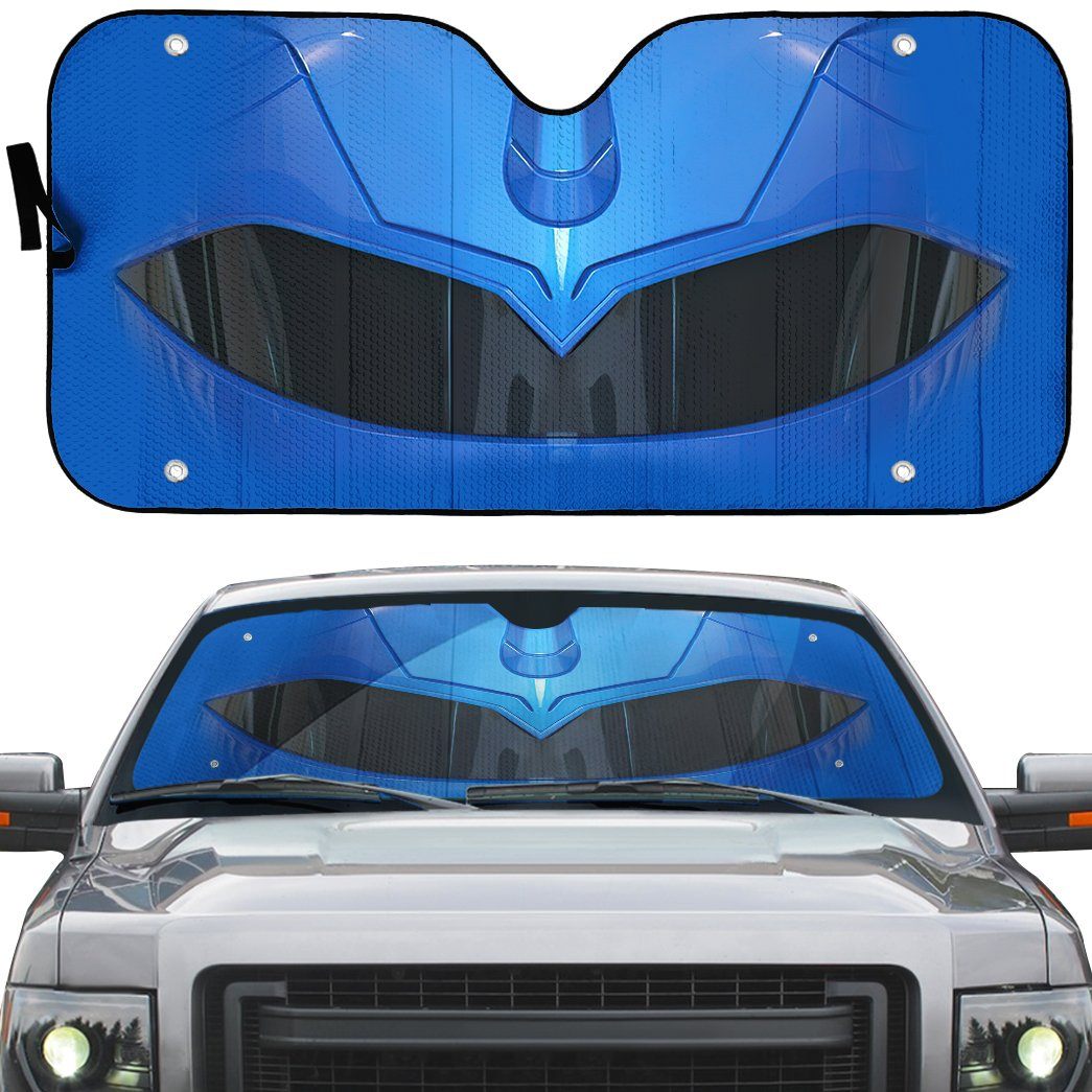 Gearhumans 3D Mighty Morphin Blue Power Ranger Helmet Custom Car Auto Sunshade GW16043 Auto Sunshade 